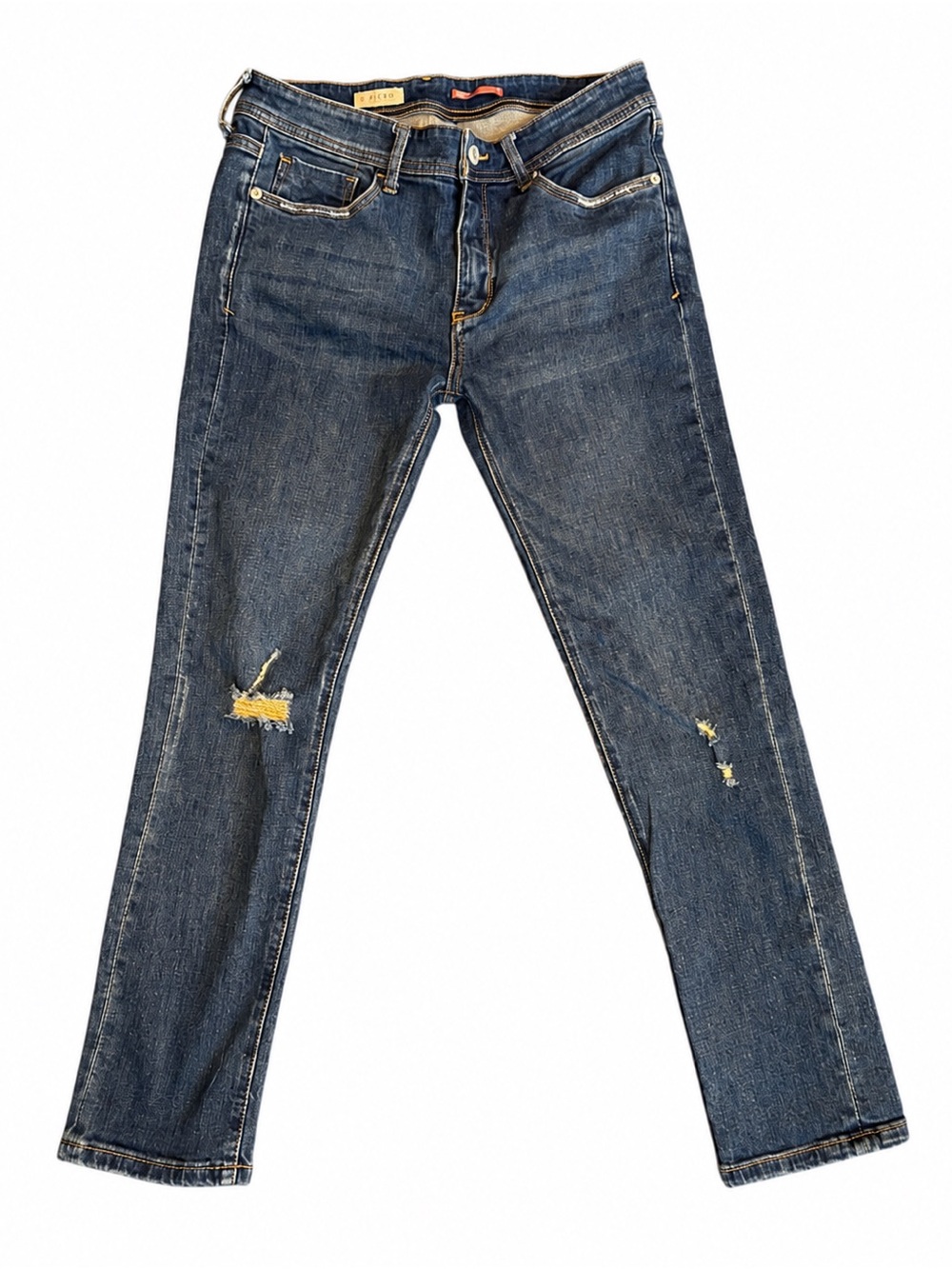 Pilcro Slim Boyfriend Jeans Size 27 Medium Dark Wash Distressed Stretch Denim